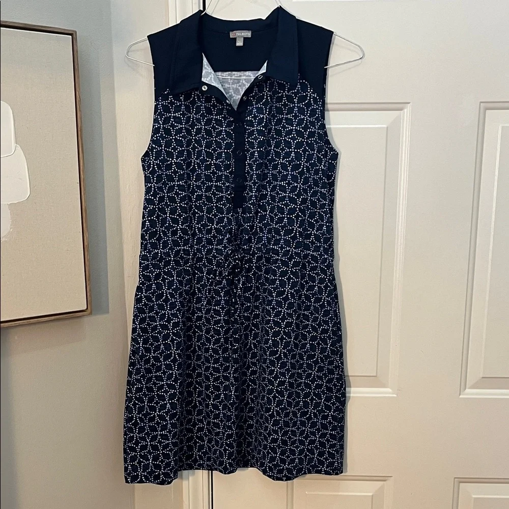 Talbots Dark Blue Sleeveless Geometric Dress - Picture 1 of 6
